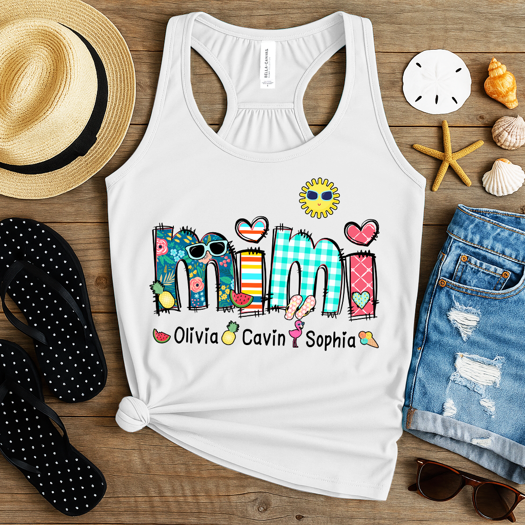 Summer Mimi Tank Bella Canvas, Custom Nickname With Grandkids Name, Love Summer