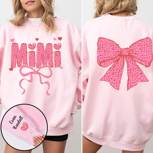 Personalized Mimi Pink Bow Sweatshirt – Custom Grandma Gift for Birthday or Christmas