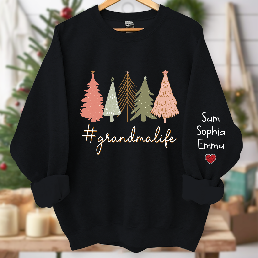 Christmas Tree Custom Grandmalife And Kids Merry Christmas, Grandma Gift Sweatshirt