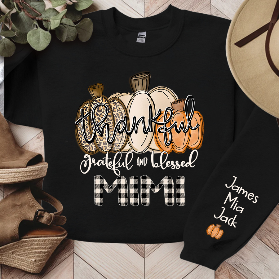 Thankful Grateful And Blessed Grandma Pumpkin Fall Sweatshirt