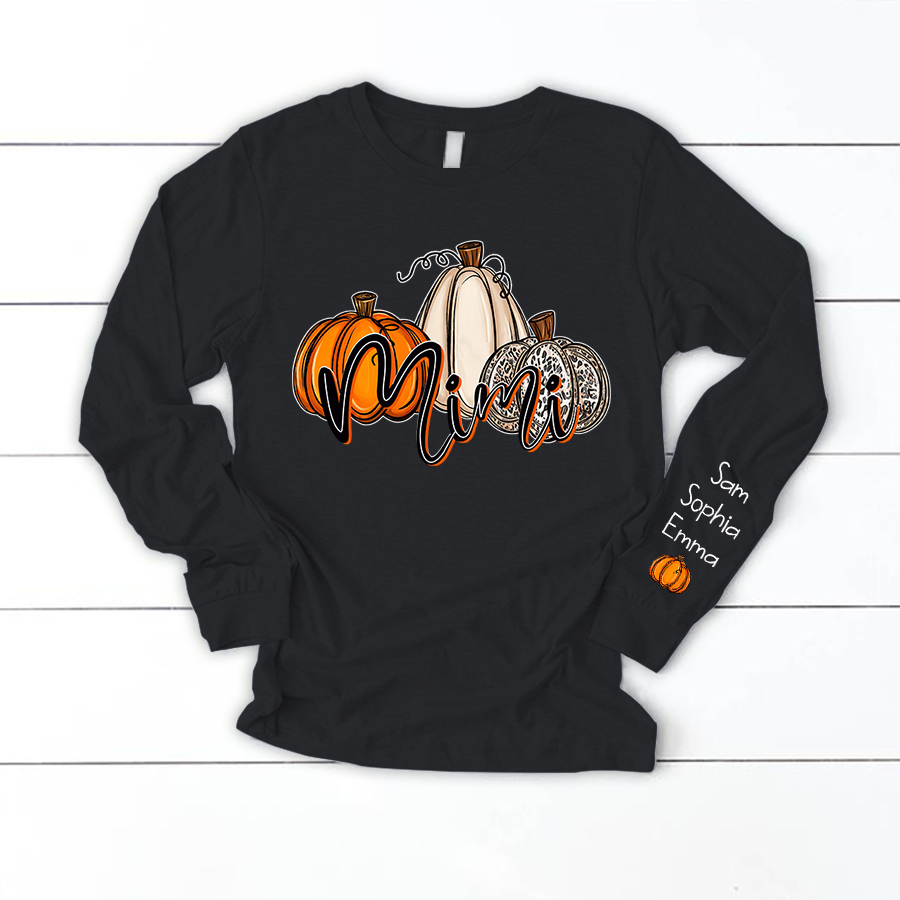 Personalized Mimi, Grandma Pumpkins Autumn Longsleeve