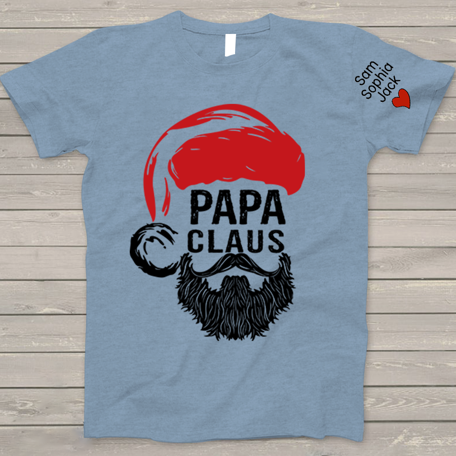 Christmas Papa Claus 2023 Gift Custom Name Kids T-Shirt