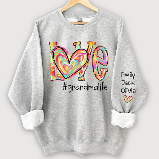 Love Grandma Life Fall Autumn Color Clipart And Grandkids Sweatshirt