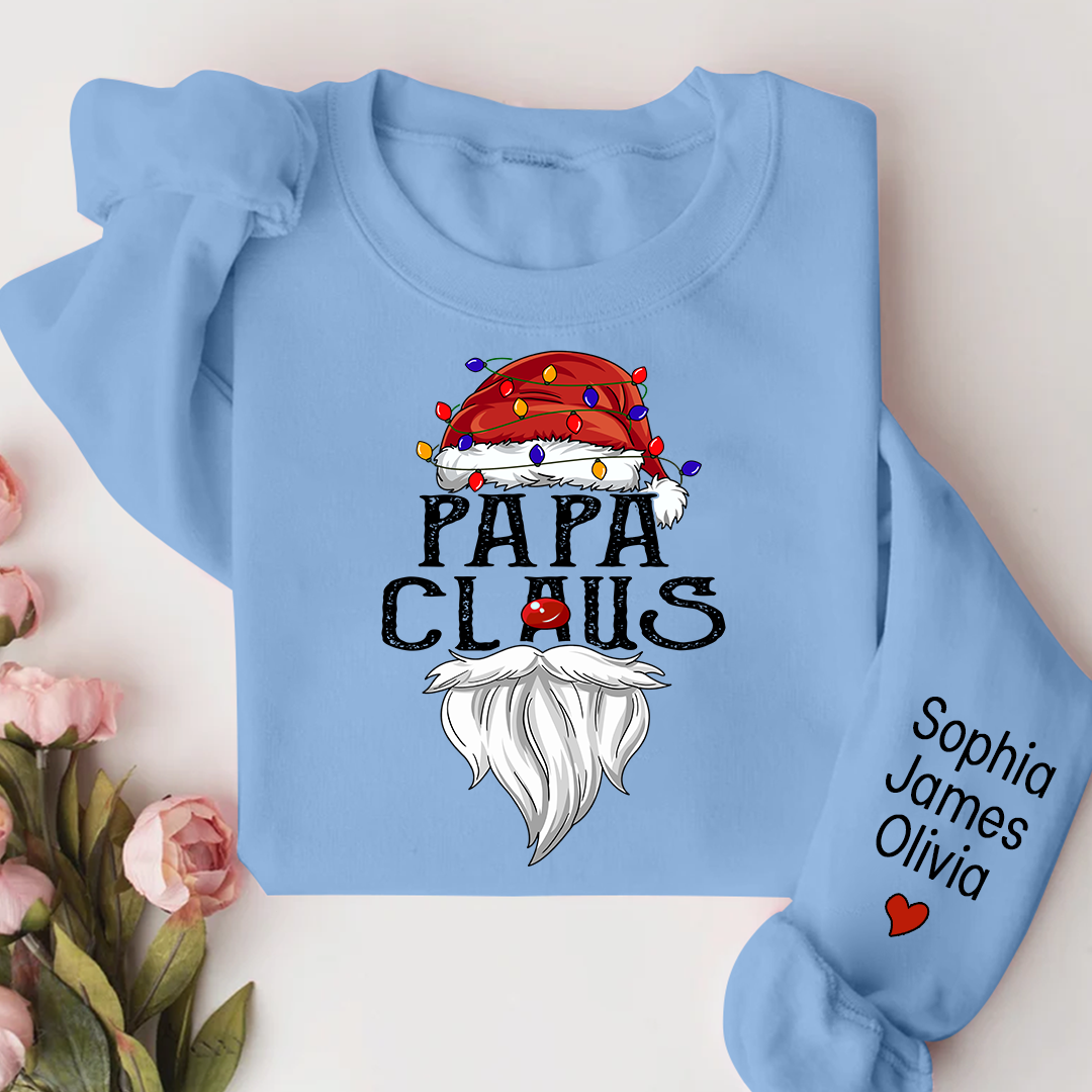 Personalize Merry Christmas Papa Claus, Dad Claus 2023 Gift Custom Name Kids Sweatshirt