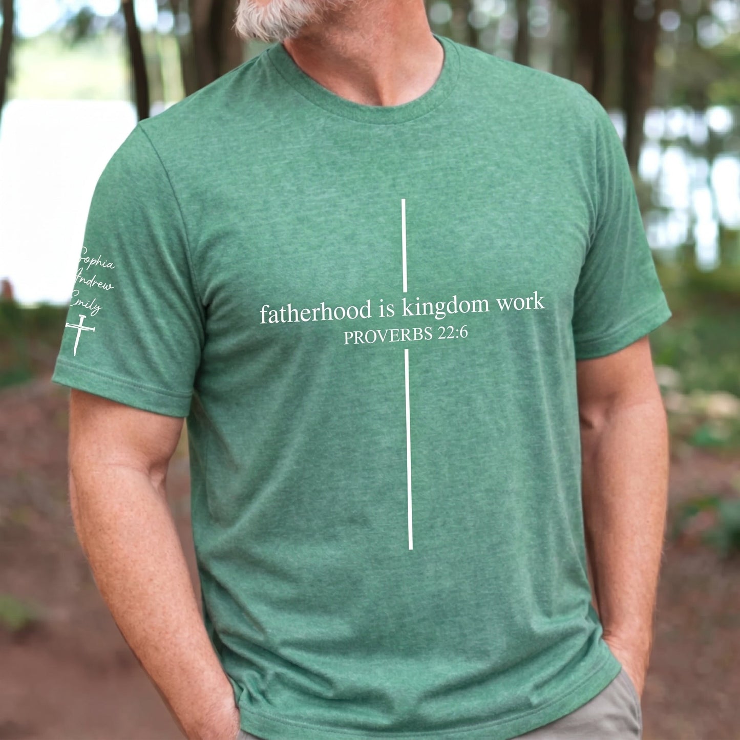 Custom Unisex T-Shirt With Design On Sleeve - Personalized Father's Day Birthday Gifts For Dad, Grandpa - Forever My Hero