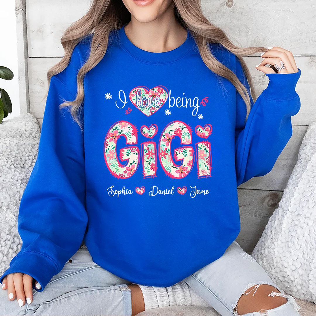 I Love Being Gigi Custom Grandma and Grandkids Sweatshirt