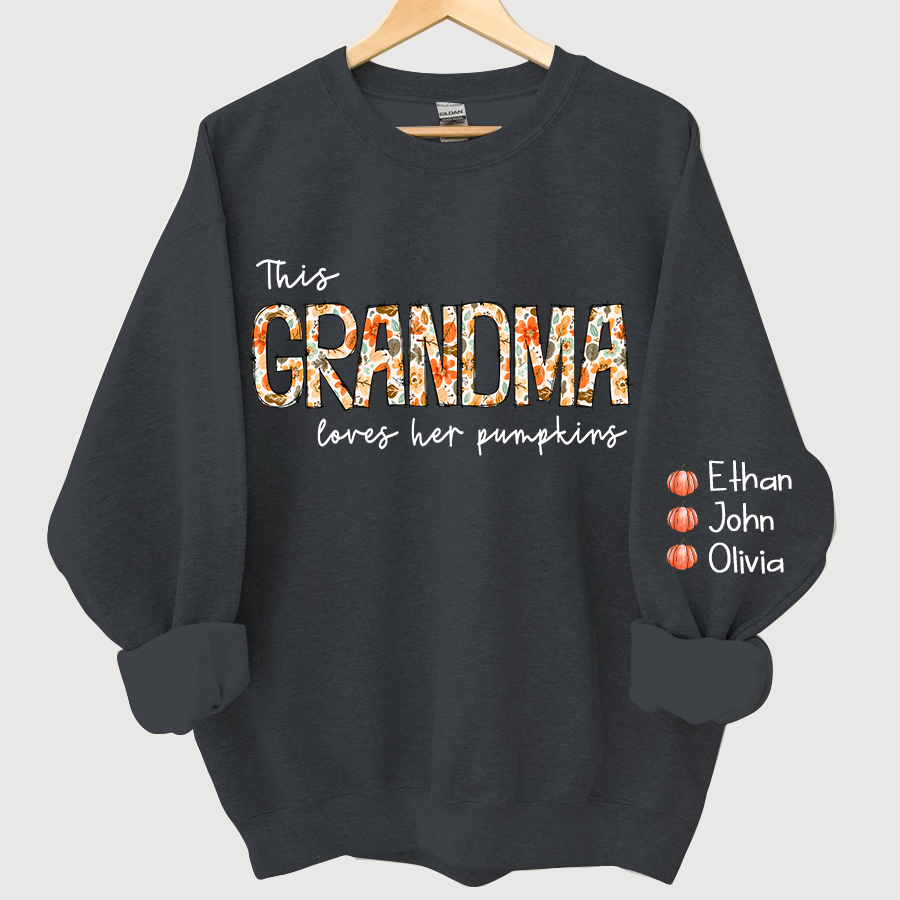 This Grandma Loves her pumpkins Autumn And Grandkids CL01 Sweatshirt