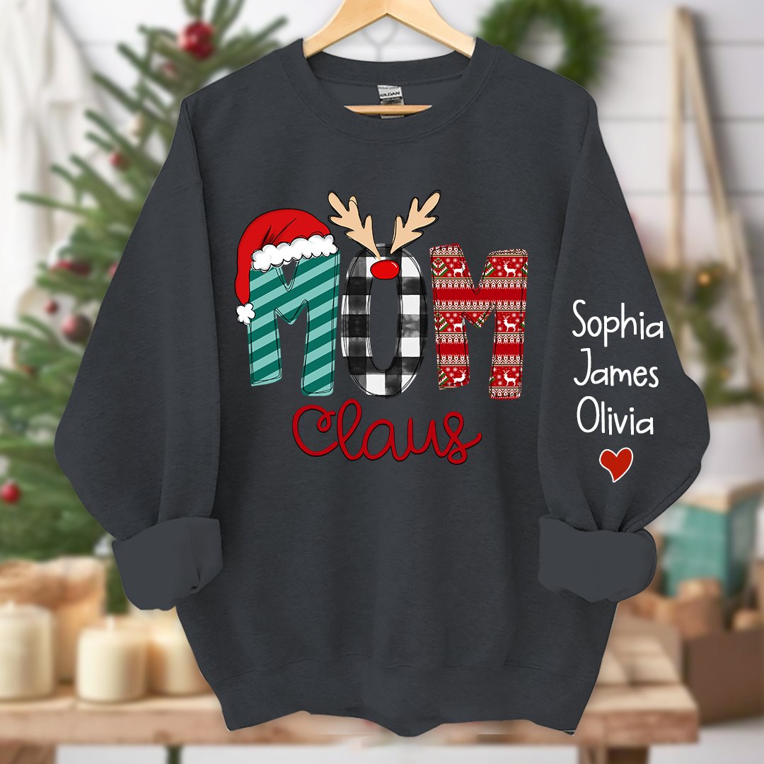 Merry Christmas Mom Claus Sweatshirt, Custom Mom , Mama and Kids Sweatshirt