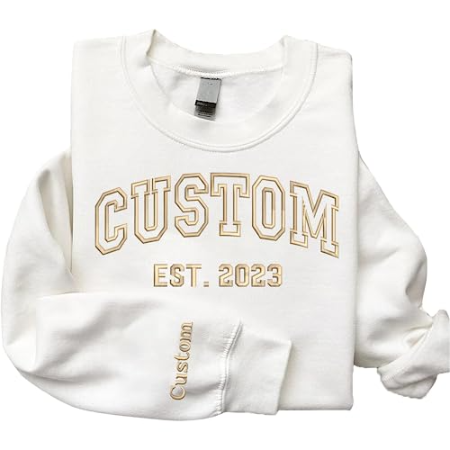 Embroidered Custom Text Sweatshirt With Names On Sleeve Sweatshirt, Personalized Grandma Gift, Mother's Day Birthday gift