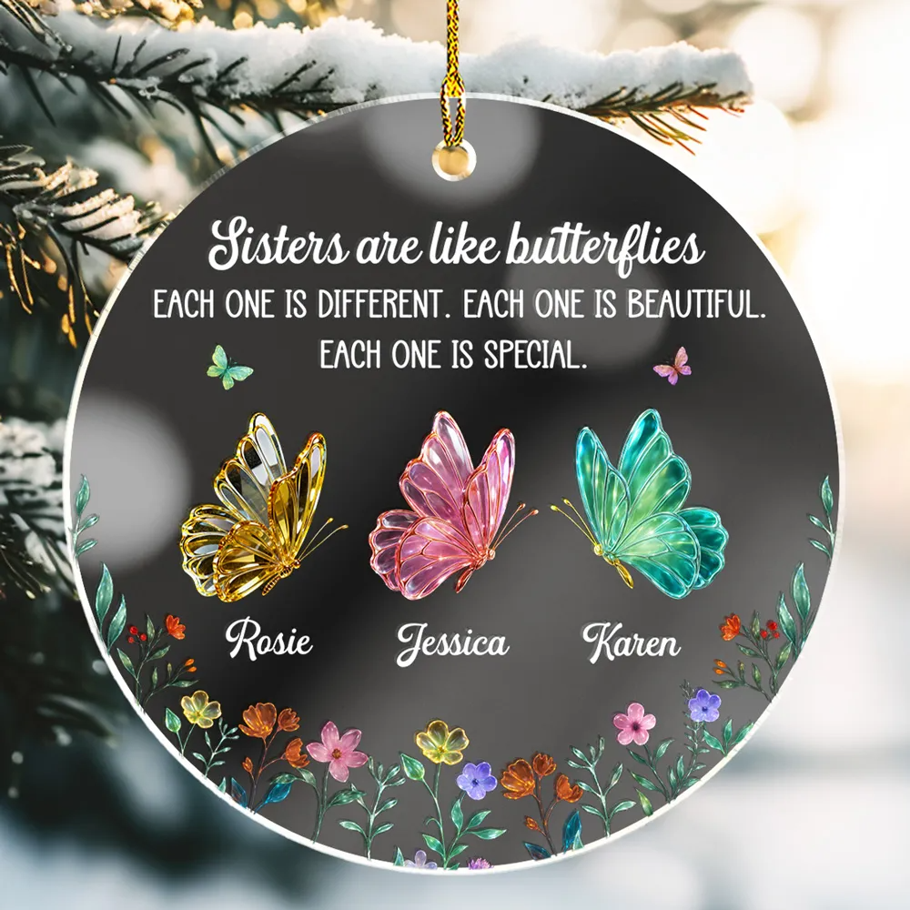 Festive Sister Love - Personalized Custom Mirrored Acrylic Ornament Ornament
