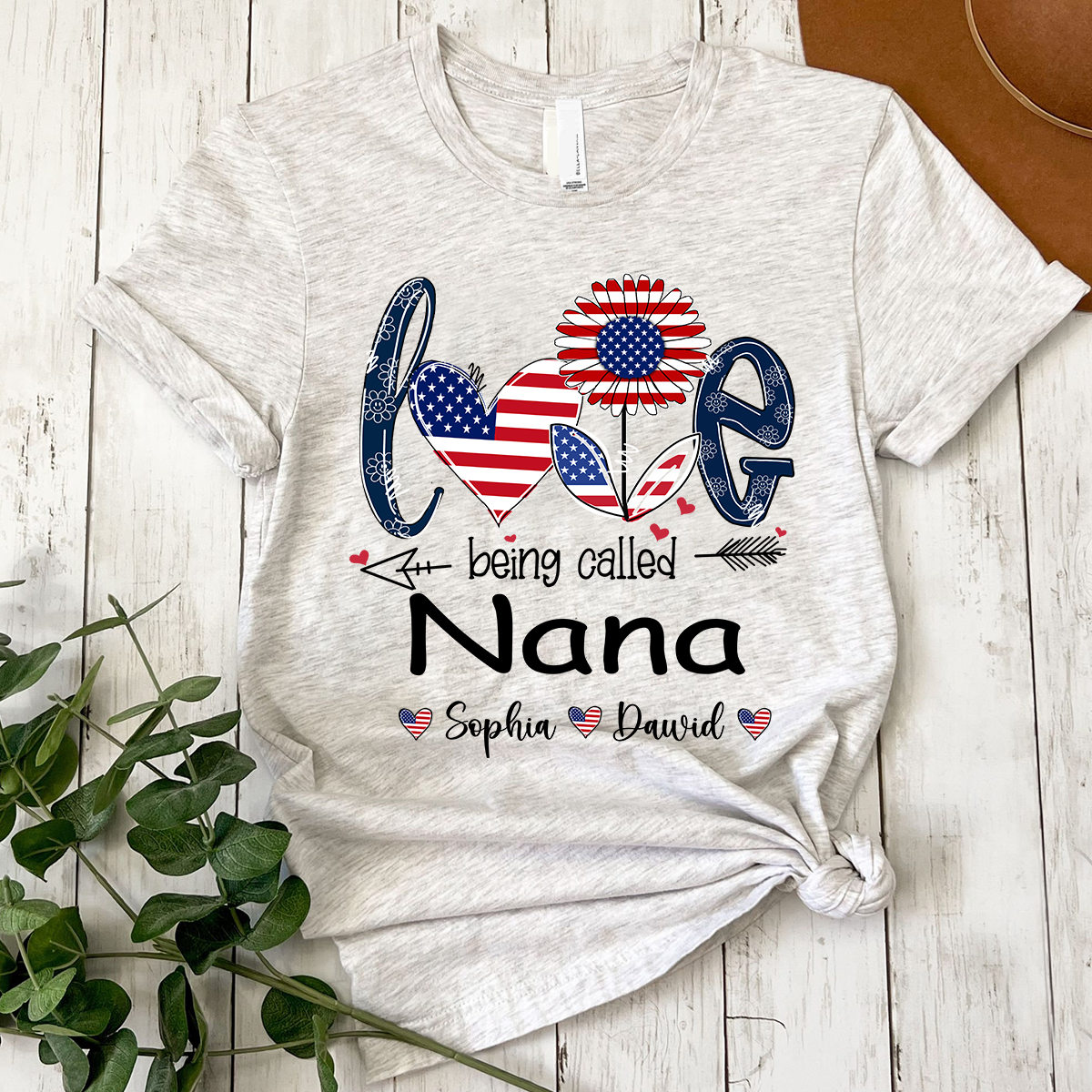 Custom Love Being Grandma USA Shirt, Personalized Nickname And Grandkids