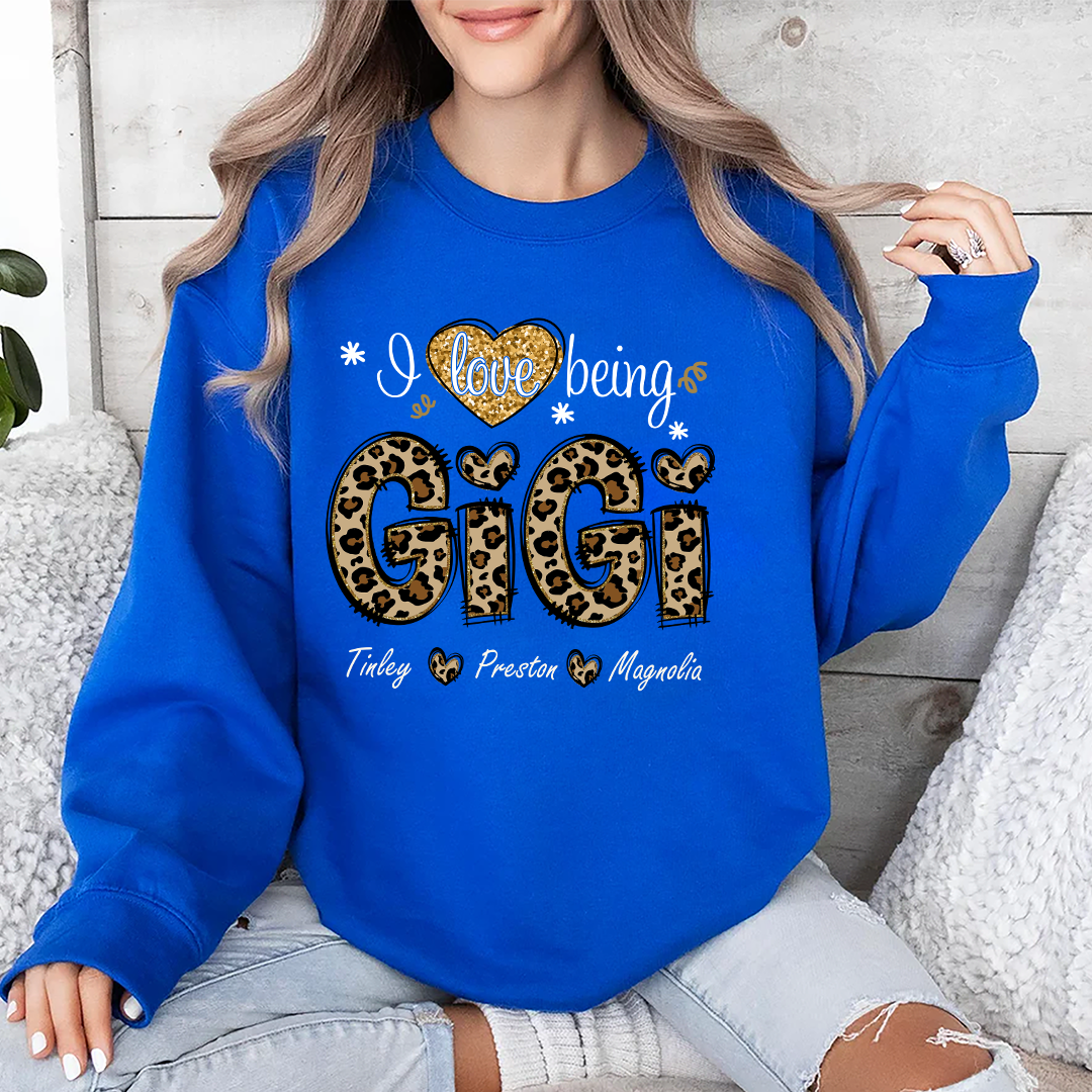 I Love Being Gigi and Grandkids Bow Retro Sweatshirt