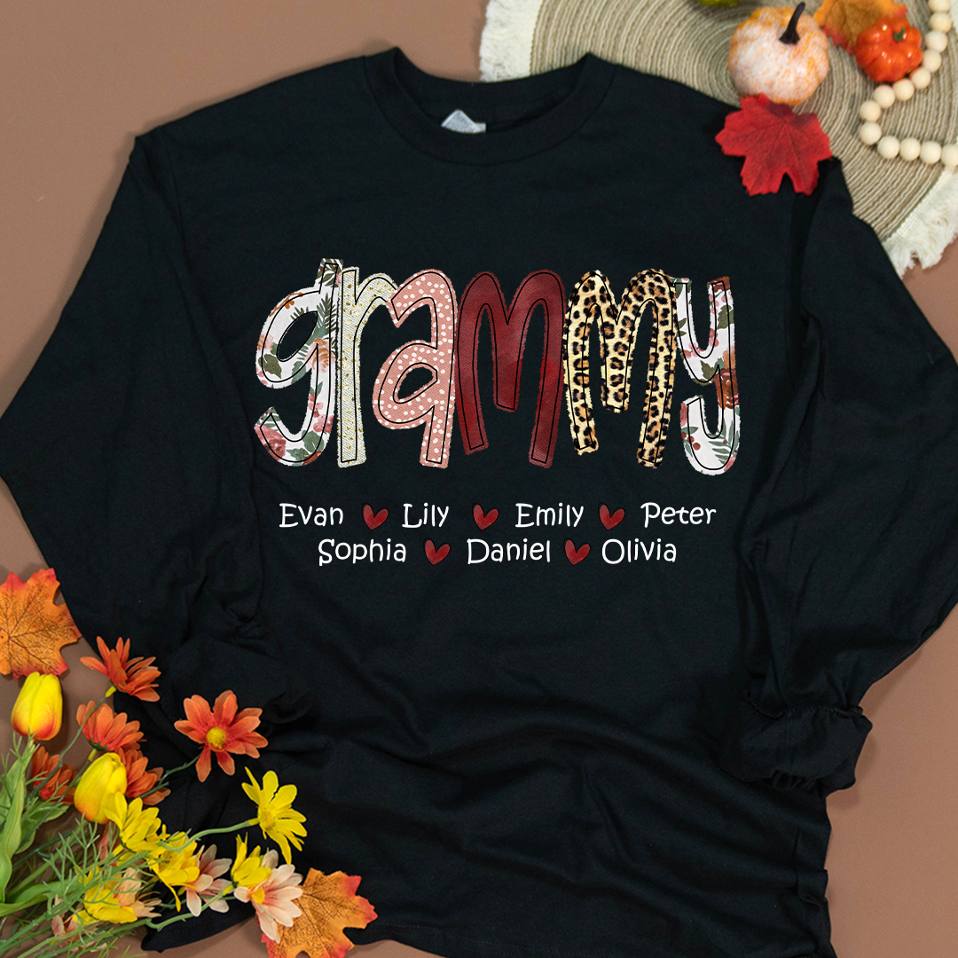 Personalized Grandma Shirt, Grandma Grammy Mom Nana Mama Abuela And Kids, Valentine's Day, Mother's Day CTH01 Longsleeve