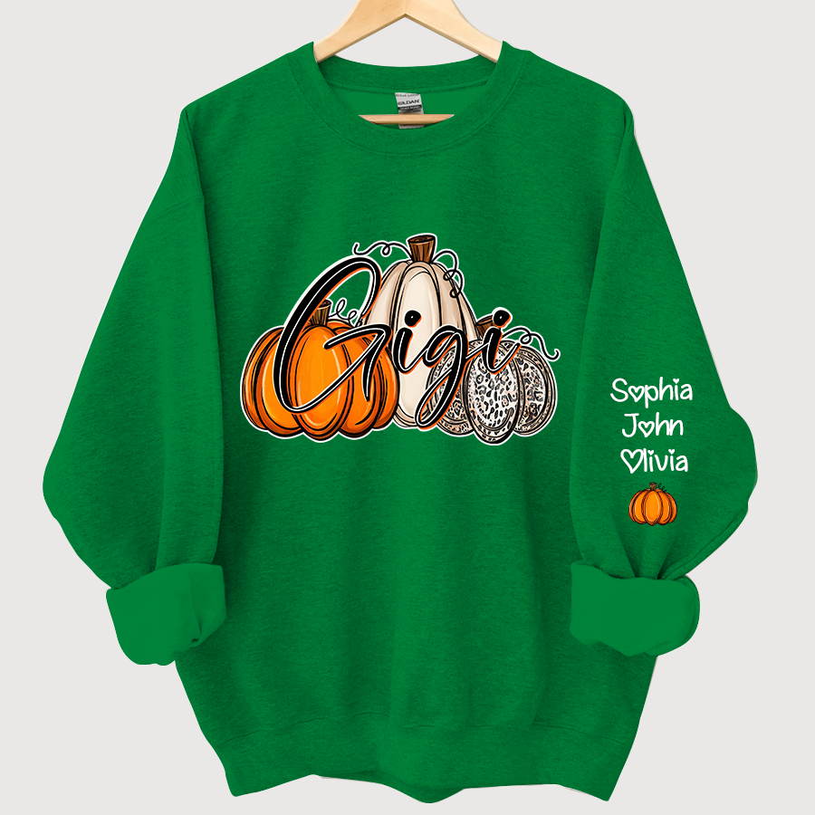 Personalized Gigi, Grandma Pumpkins Autumn And Grandkids Sweatshirt