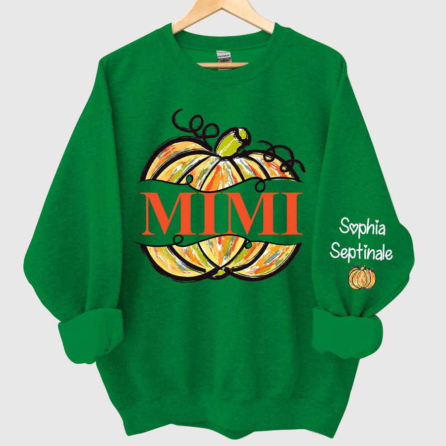 Personalized Pumpkin Color Painted Mimi And Grandkids CL01 Sweatshirt
