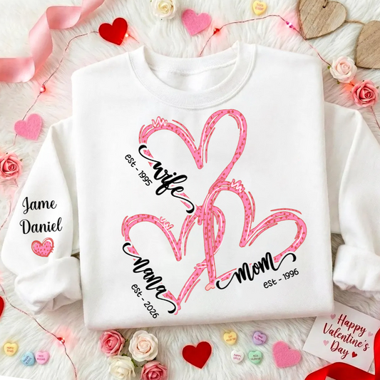 Wife Mom Nana And Grandkids Valentine Custom Sweatshirt