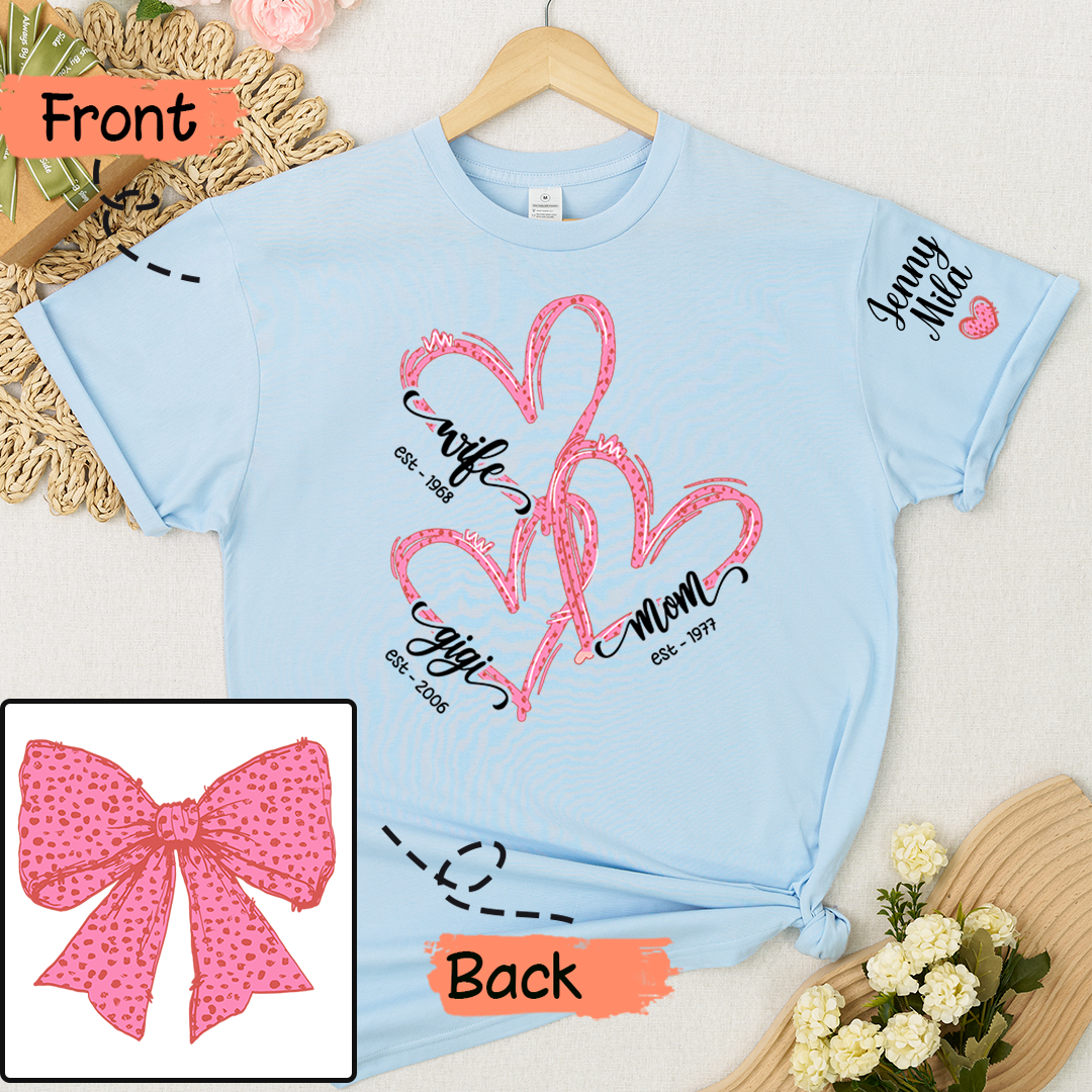 Wife Mom Nana And Grandkids Valentine Custom T-shirt