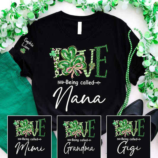 Personalized Nana Shirt St Patricks Day Shamrock Design, Custom Nana T Shirt With Names