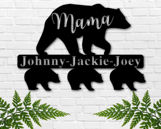 Personalized Mothers Day Gift, Mama Bear Metal Sign Mother's Day