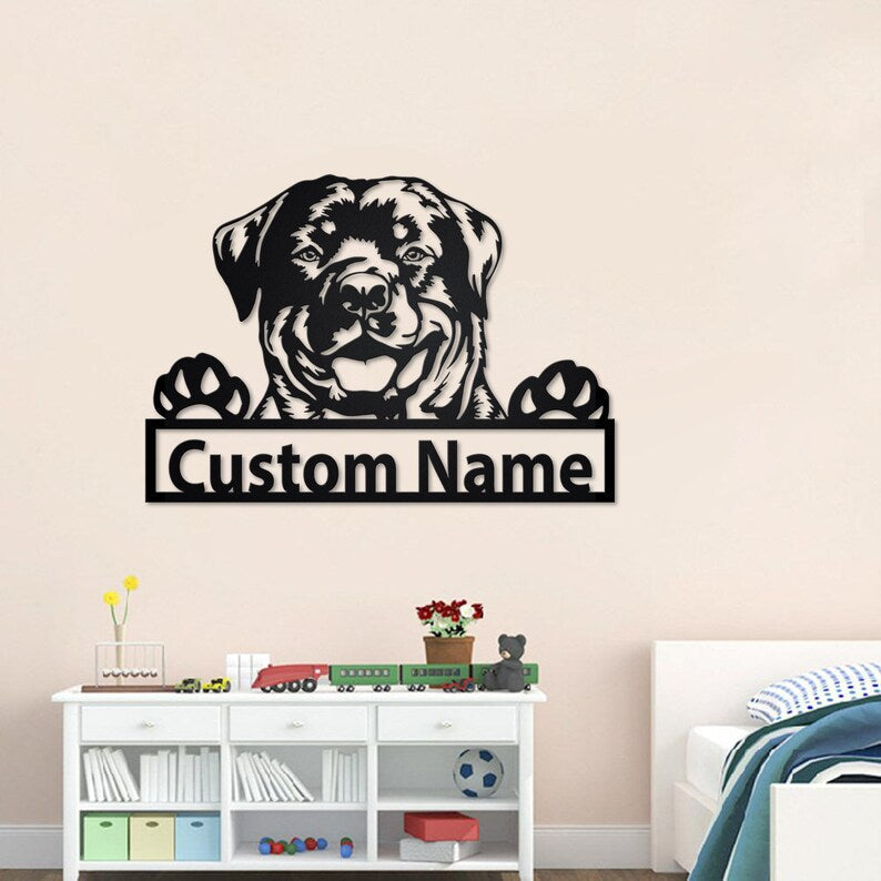 Godmerch- Cut Metal Sign- Personalized Rottweiler Metal Sign, Rottweiler Metal Wall Art, Dog Metal Sign, Rottweiler Gift