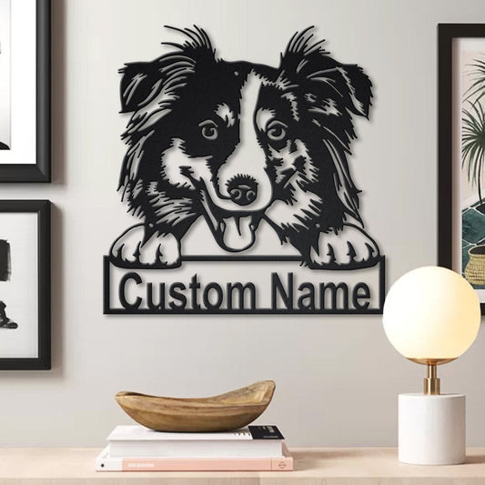 Personalized Australian Shepherd Dog Metal Sign Art v2, Custom Australian Shepherd Dog Metal Sign
