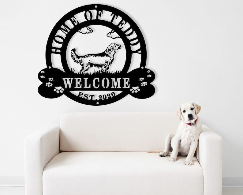 Custom GOLDEN RETRIEVER Dog Metal Wall Decor - Golden Retriever Gifts Funny- Decoration For living Room