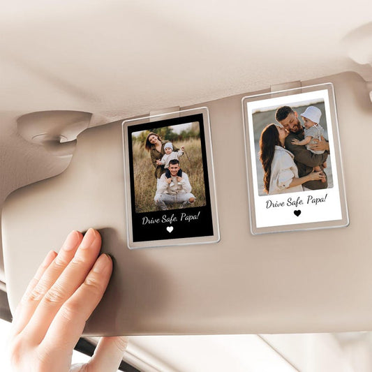 Custom Fathers Day Gift For Dad Photo Car Visor Clip, Drive Safe Daddy, Husband Gift Drive Safe Sun Visor Clip