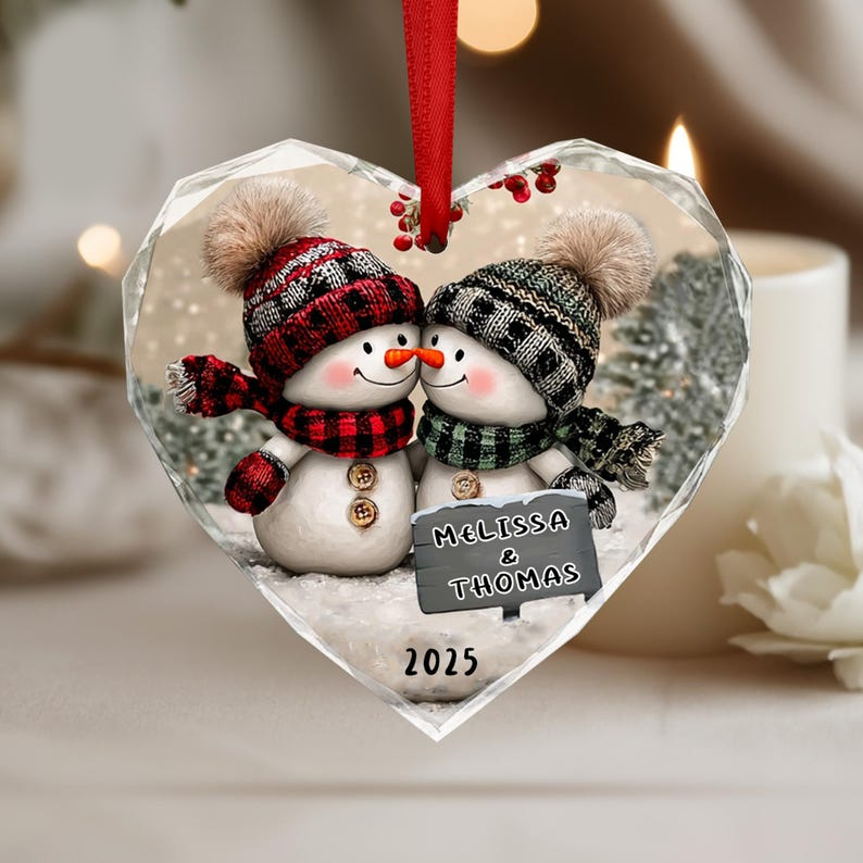 Personalized Snowman Couple Ornament 2025 – Custom Mr & Mrs Christmas Ornament, Wedding and Engagement Gift for Newlyweds