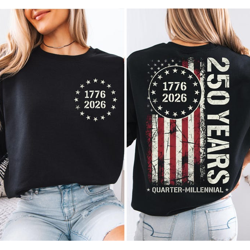 250 Years USA Shirt Patriotic Quarter-Millennial 1776-2026 Tee Custom Independence Day Graphic T Shirt