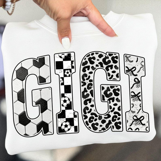 Comfort Colors Mama Shirt, Sports Pattern Leopard Checkered Bow Grandma Shirt Trendy Gigi T Shirt Gift for Grandma Gift For Mother's Day Birthday