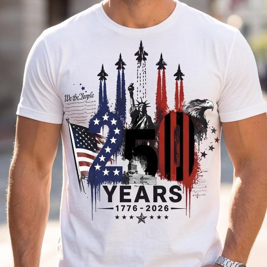 America 250 Years Shirt, Patriotic 1776-2026 Celebration Tee, USA Flag Freedom Graphic T Shirt for Men and Women