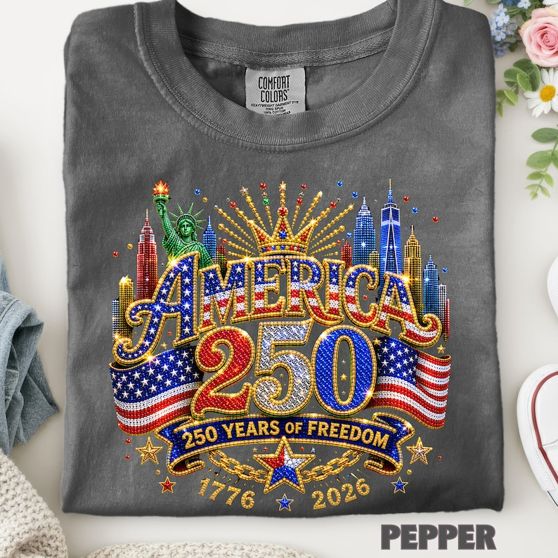 Comfort Colors America 250th Anniversary Shirt, Patriotic USA 1776-2026 Celebration Tee, Liberty Statue American Flag Independence Day Apparel