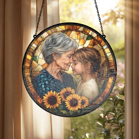 Personalized Photo Suncatcher Stained Glass Grandma Gift