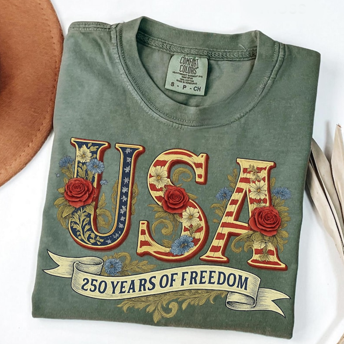 Comfort Colors Custom USA 250th Anniversary Retro Shirt, Celebrate 250 Years of Freedom, Independence Day USA Flag Tee Patriotic Gift