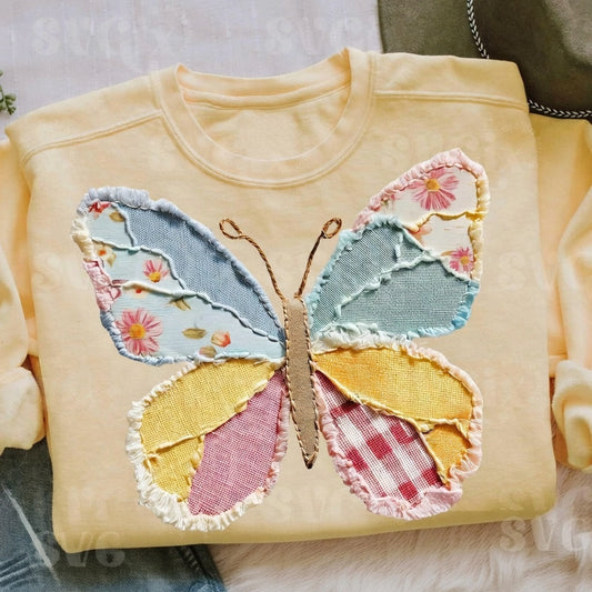 Comfort Colors Personalized Grandma Butterfly Shirt with Floral Patchwork Design, Custom Butterfly Graphic Tee, Easter Gift for Grandmother, Spring Floral Shirt