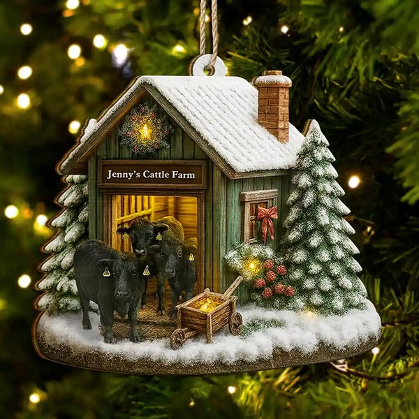 Christmas Farm - Personalized Custom Shaped Christmas Ornament, Unique Christmas Gift for Homesteaders 2025