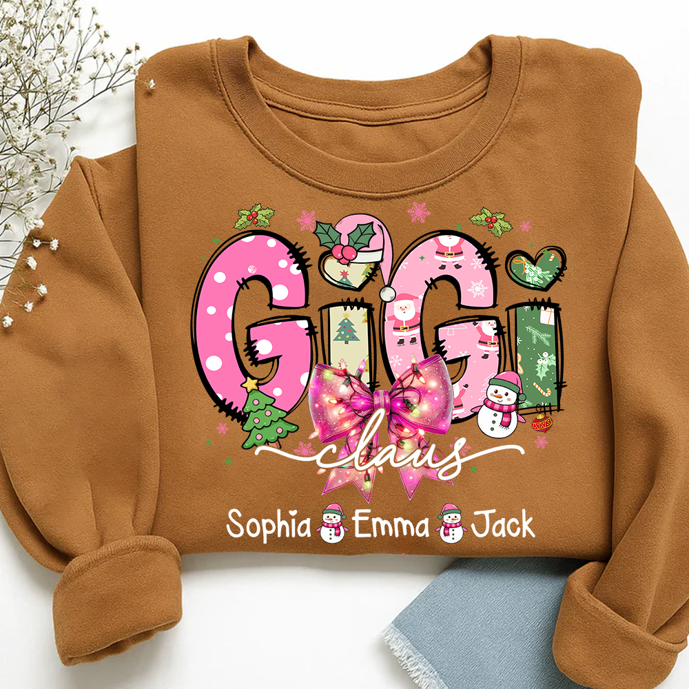 Gigi claus tree santa And Grandkids Christmas Sweatshirt