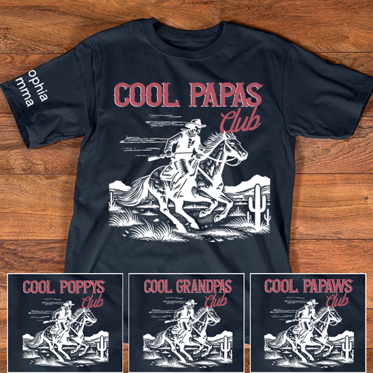 Personalized Cool Papas Club Personalized Cowboy Shirt - Custom Dad Gift with Kids' Names, Perfect for Father's Day, Family Gift for Fathers Day Birthday