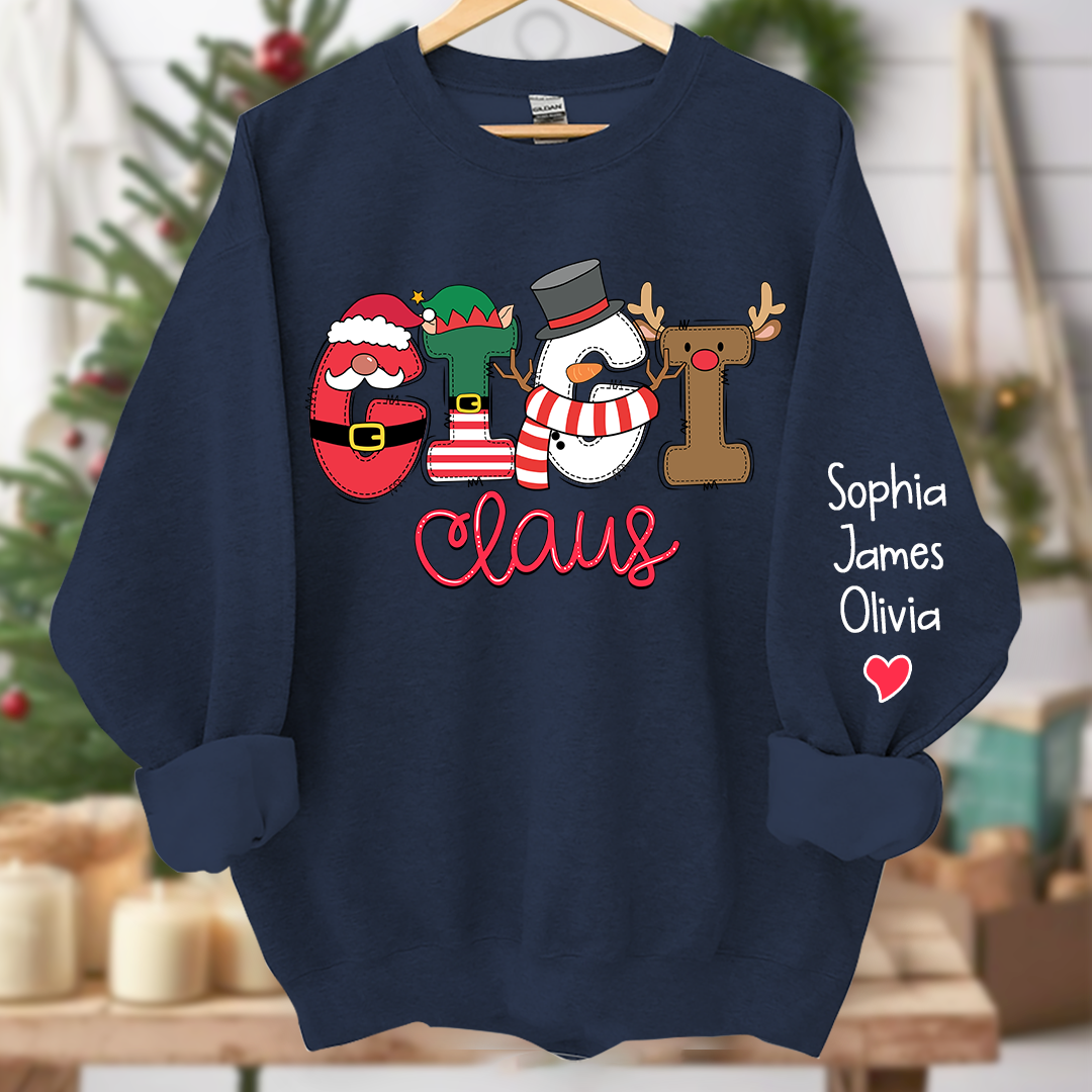 Gigi Claus Merry Christmas Grandma Claus, Nana Claus and Grandkids Sweatshirt