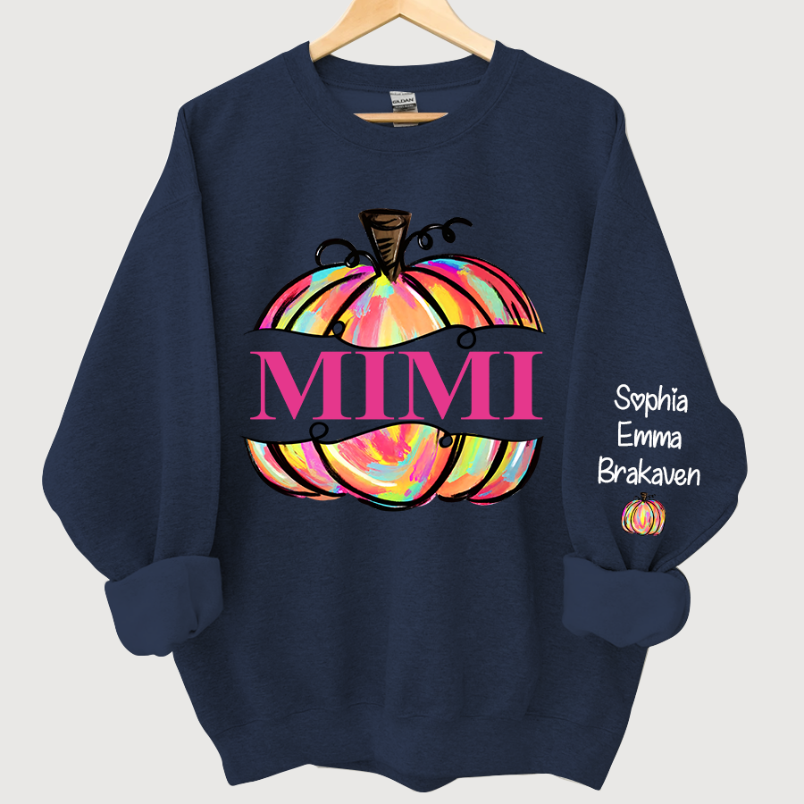 Personalized Mimi Painted Pumpkin Fall Autumn Sweatshirt