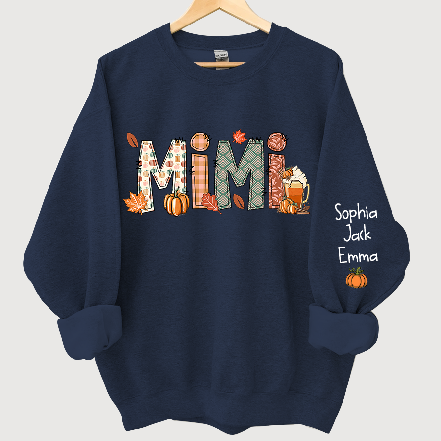 Mimi, Grandma, Nana Fall Doodle And Grandkids Autumn Sweatshirt