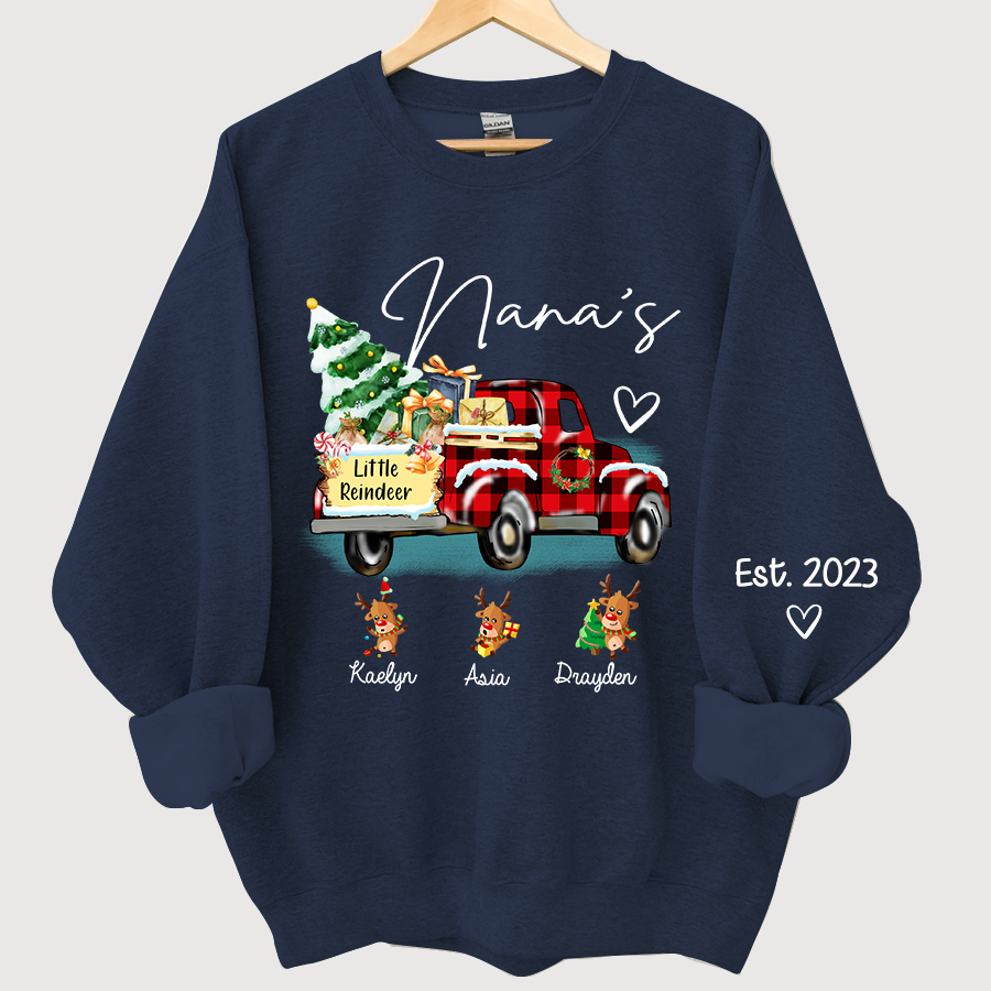 Nana's little reindeer Christmas And Grandkids Sweatshirt