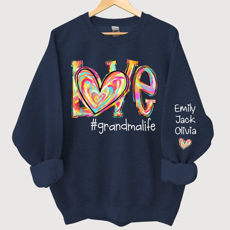 Love Grandma Life Fall Autumn Color Clipart And Grandkids Sweatshirt
