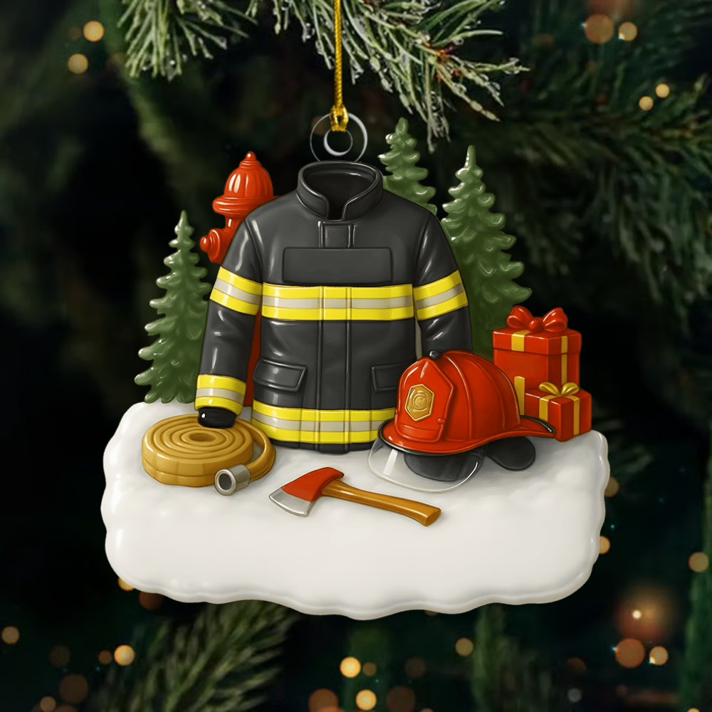 Personalized Firefighter Ornament 2025 – Custom Name and Department Christmas Tree Decoration Ornament