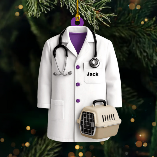 Personalized Vet Coat Ornament 2025, Custom Acrylic Decoration, Unique Christmas Gift For Veterinarians And Pet Lovers Ornament