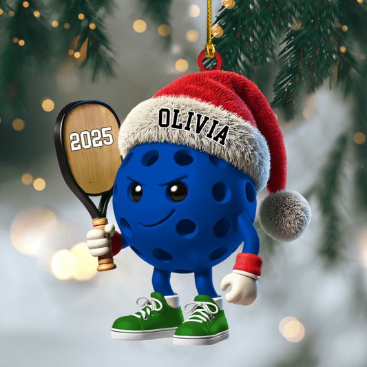 Personalized Pickleball Name Ornament 2025, Custom Acrylic Christmas Decoration, Unique Gift For Pickleball Players And Fans Ornament