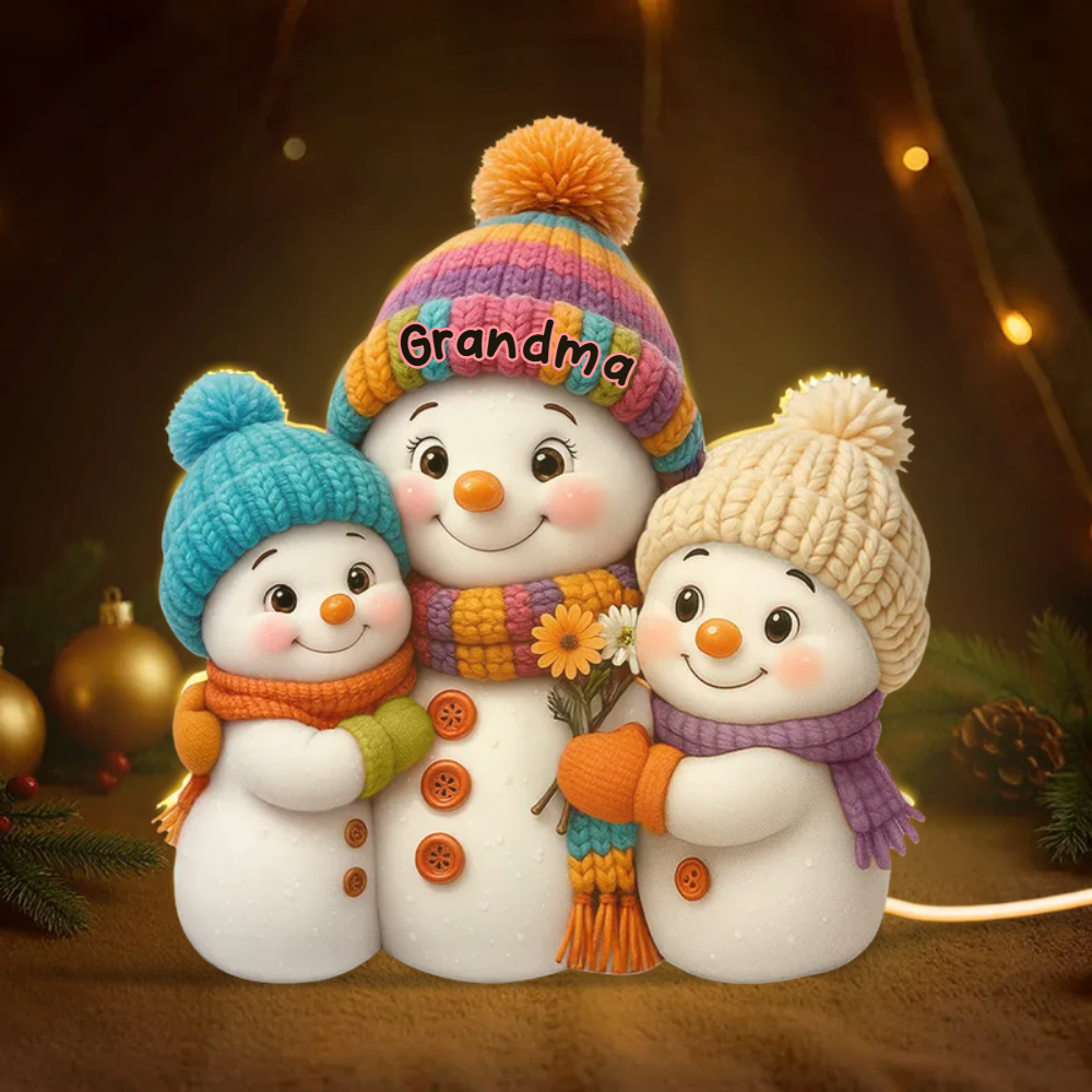 Snowman Grandma and Grandkids Personalized Light Box – Custom Christmas Decoration and Heartfelt Gift for Grandma Light Box