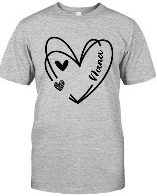 Nana And Kids Hand Draw Heart Custom Name CTH01