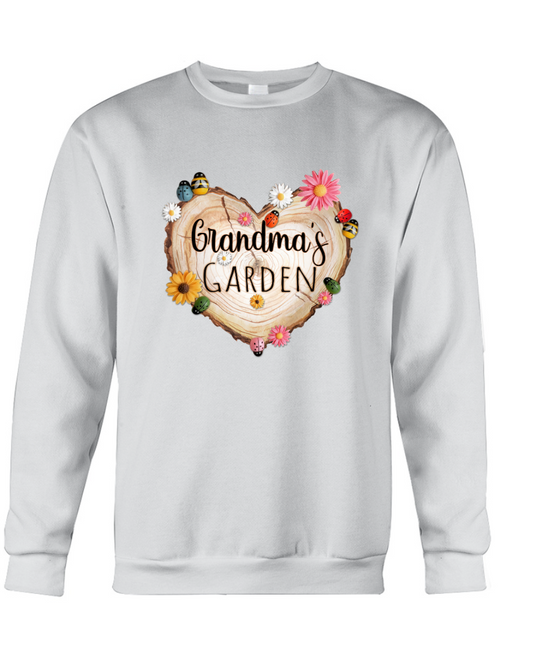 Personalized Grandma Garden Heart Flower Shirt, Custom Grandma With Grandkids Flower Wood Heart
