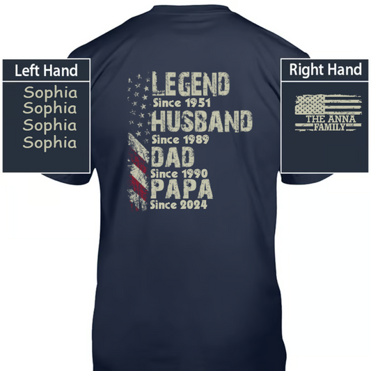 Personalized Legend Husband Dad Papa Since With Kids Father's Day Shirt